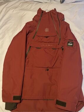 DOPE Men's Ski Anorak Jacket in Burgundy Red